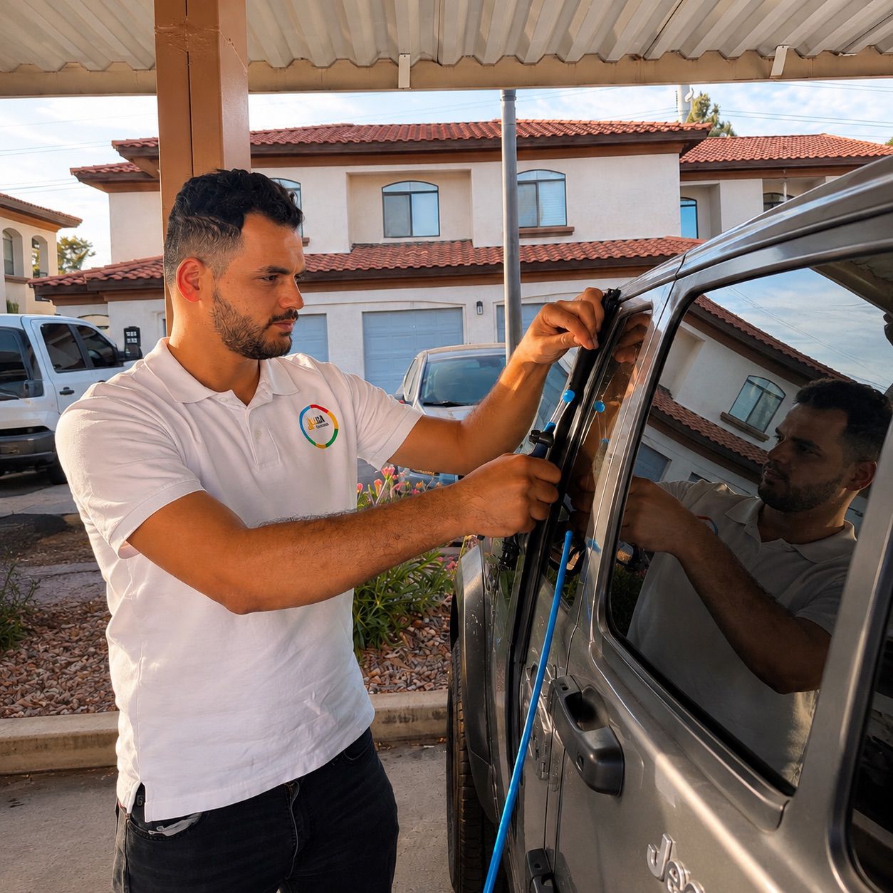Liza Locksmith technician helping with a car lockout